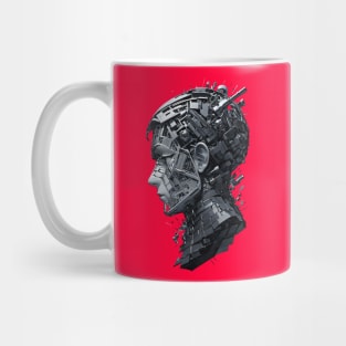 Cosmic Alloy: Stylized Metal Portrait of the Extraterrestrial Visage Mug